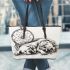 Sleepy dogs with jerwely and dream catcher leather tote bag