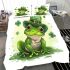 St p entity with clover cute frog wearing hat bedding set