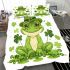 St p entity with clover cute frog wearing hat bedding set