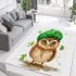 St patricks day cute baby owl with beret area rugs carpet