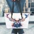 Stag head colorful ink painting leather totee bag
