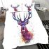 Stag head portrait watercolor splashes bedding set