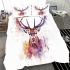 Stag head portrait watercolor splashes bedding set