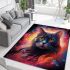 Starry-eyed cat in celestial embrace area rugs carpet