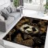 Steampunk panda with top hat and monocle holding area rugs carpet