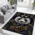 Steampunk panda with top hat and monocle holding golden gears area rugs carpet