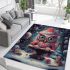 Striped owl in snowy scene area rugs carpet