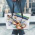 Summer dragonflies dancing to the tune of violin Leather Tote Bag