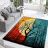 Surreal sunset trees and birds area rugs carpet