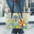 The Dragonfly with violins and music notes in spring Leather Tote Bag