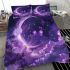 The moon and purple butterflies in the sky bedding set