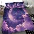 The moon and purple butterflies in the sky bedding set