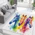 Three horses watercolor style area rugs carpet