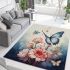 Tranquil butterfly perched in lush garden area rugs carpet