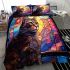 Tranquil cat by the stained glass window bedding set