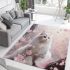 Tranquil cat in cherry blossoms area rugs carpet