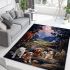 Tranquil moonlit farm with puppies area rugs carpet