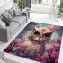 Tranquil owl amidst cherry blossoms area rugs carpet