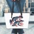 Tribal frog motif leaather tote bag