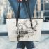 Trumpet and music notes and dream catcher leather tote bag