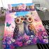 Two cute owls in love colorful butterflies flying bedding set