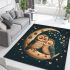 Two cute owls in love sitting on the crescent moon area rugs carpet