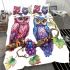 Two cute owls sitting on the branch bedding set