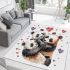 Two cute pandas hugging surrounded area rugs carpet