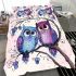 Two cute purple and blue owls sitting on the branch bedding set