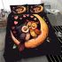 Two owls in love sitting on the crescent moon bedding set