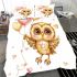 Valentine's day cute baby gold owl with hearts clipart bedding set
