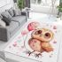 Valentine's day cute baby gold owl with hearts clipart area rugs carpet