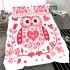 Valentine's day cute pink owl with flowers and heart bedding set