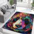 Vibrant and colorful panda design with intricate patterns area rugs carpet