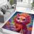 Vibrant cat on colorful clouds area rugs carpet