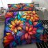 Vibrant colorful floral display bedding set