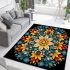 Vibrant floral mandala design area rugs carpet