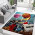 Vibrant guitar with parrot perch area rugs carpet