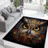 Vibrant majesty colorful owl on branch area rugs carpet