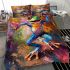 Vibrant painting of an happy dancing frog bedding set