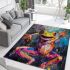 Vibrant painting of an happy dancing frog area rugs carpet