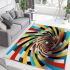 Vibrant spiral tunnel geometric optical illusions design area rugs carpet