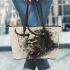 Viking human and dream catcher leather tote bag