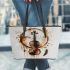 Violin coffee and dream catcher leather tote bag