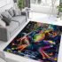 Vividly colored frog dancing on its hind legs area rugs carpet