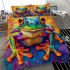 Vividly colored psychedelic cute frog bedding set