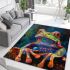 Vividly colored psychedelic cute frog area rugs carpet
