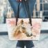 Watercolor beautiful elegant light brown horse leather tote bag