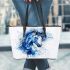 Watercolor blue horse leather tote bag