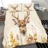 Watercolor deer light beige background with fall colors bedding set